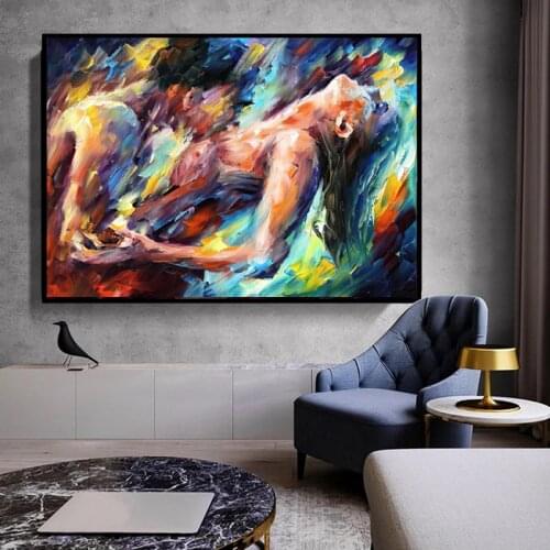 Abstract Body Graffiti Art Passion Sexy Naked Couple Canvas Paintings Posters and Prints Wall Art Pictures for Bedroom Decor