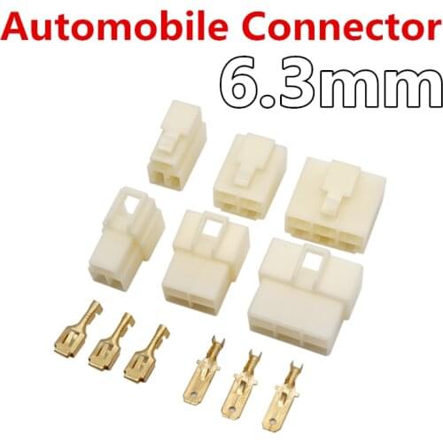 6.3mm Automobile connector 6.3 1P 2P 3P 4P 6P 8P 9P 10P 12P pin/way Crimp Terminal Connector Kits Male Female socket plug
