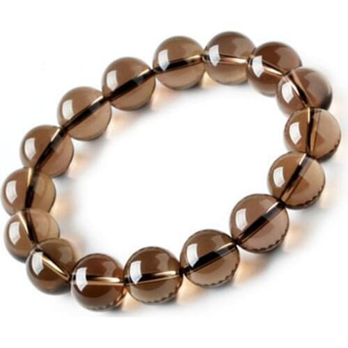 12mm Natural Smoky Quartz Bracelet For Women Female Man Love Gift Hand Fit Stretch Crystal Round Beads Bracelet Jewelry AAAAA