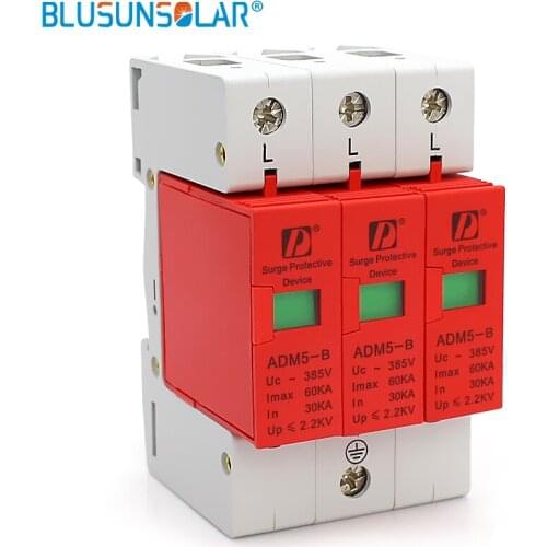 50 pcs / lot Household Standard Din Rail 35mm 3P 60KA 220V 385V AC Low-voltage Surge Protection Device Lightning Surge Arrester