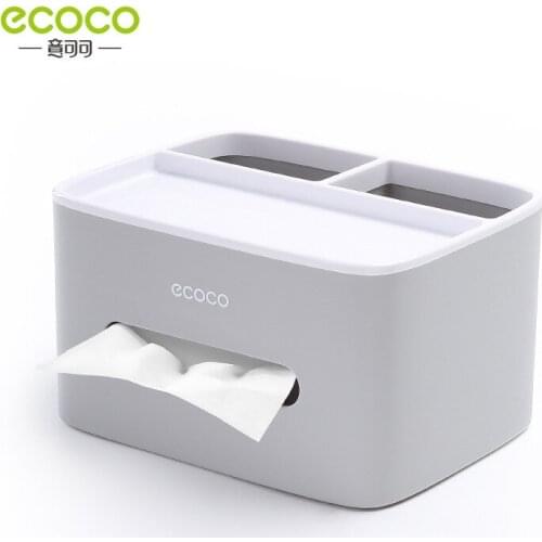 ECOCO Storage Case Facial Tissue Box Cover Napkin Holder Dispenser Desk Storage Box Caddy Organizer with Removable Jewery Tray