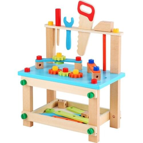 Preschool Baby Montessori Toys Kids Wooden Toys Simulation Multifunctional Repair Tool Set Pretend Play Toys For Children Gift