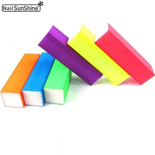 10pcs Nail Art Fluorescent Sanding Buffer Emery Block False Nails Gel Polish Care Polishing Tampon Foam File Pedicure Manicure