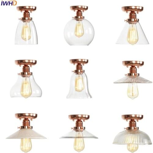 IWHD LED Ceiling Lights Vintage Nordic Ceiling Lamp Industrial Living Room Light Glass Fixture Home Lighting Lampara Techo