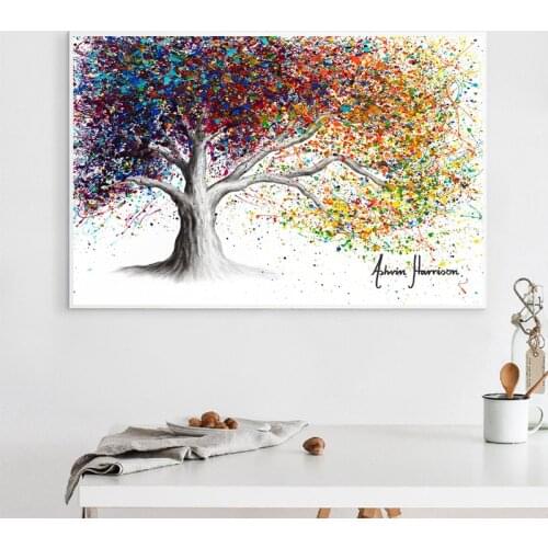 Colorful Landscape Tree Canvas Printing Modern Wall Art Painting Nice Home Decoration Posters Prints Cuadros Canvas Prints