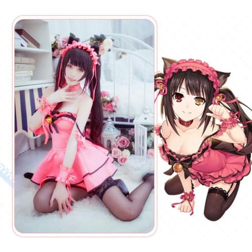 Date A Live Kurumi Tokisaki Cosplay Sexy Costume Anime Cosplay Kurumi Tokisaki Cat Costume Lolita Dress Halloween