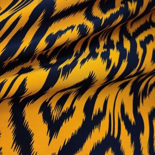 Beautiful Yellow Imitate Silk Chiffon Fabric Big Leopard Stripes Printing Opaque Chiffon Fabric DIY Sewing Summer Dress/Pants
