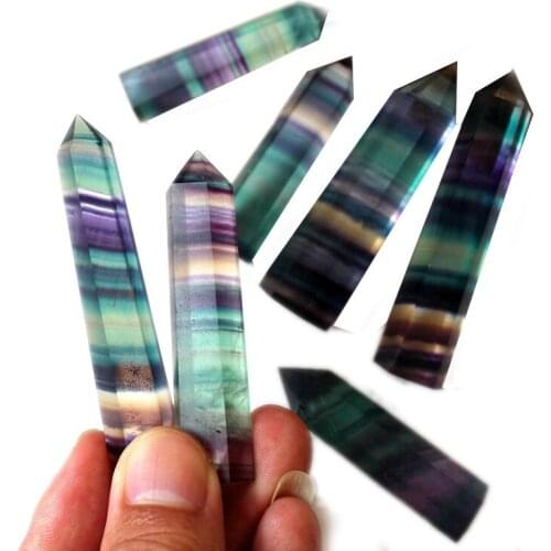 Quartz Big Colorful Fluorite Crystal Stone Point Hexagonal Rock Wand Specimen Reiki Natural Stone Healing Bring Good Luck