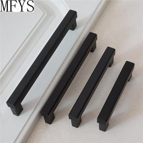 MFYS 3.78'' 5'' Aluminum Alloy Cabinet Handles Black Pulls for Drawer and Dresser Simple Wine Cupboard Handle Good Quality Knob