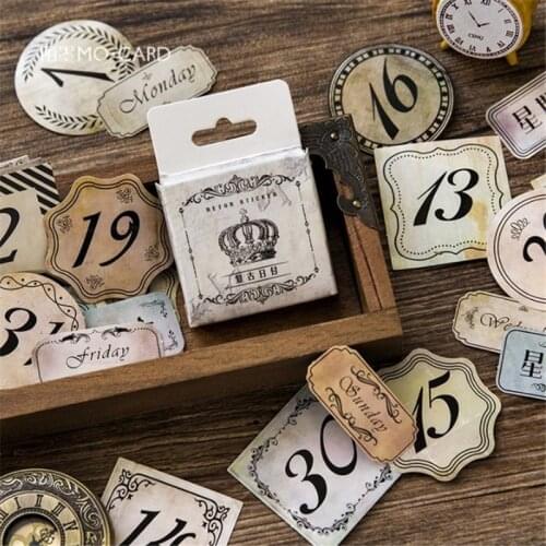 45Pcs/lot Calendar retro Mini Sticker Decoration DIY Scrapbooking Sticker Stationery Kawaii Diary Label Sticker