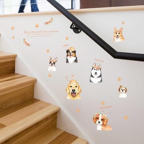 Cartoon cute dog butterfly cat animal wall stickers for kids room PVC kitchen refrigerator decorative decal mural nursery Decor