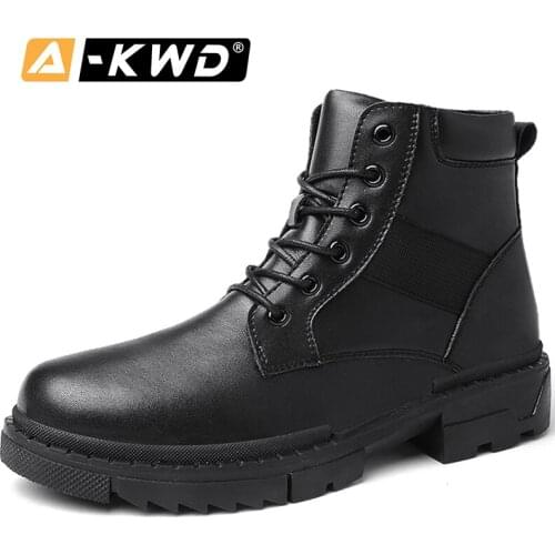 New Fashion Black Work Shoes Winter Men Boots Autumn Breathable Men Boots Pu Leather Zapatos Hombre Invierno Casual Men Sneakers