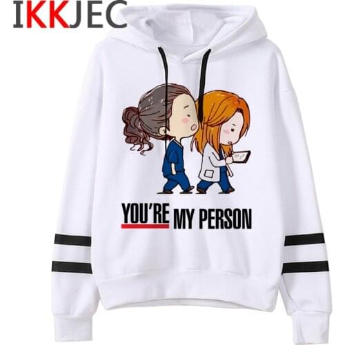 New Greys Anatomy Harajuku Funny Cartoon Hoodies Women You're My Person 90s Graphic Cute Sweatshirts Fashion Casual Hoody Female