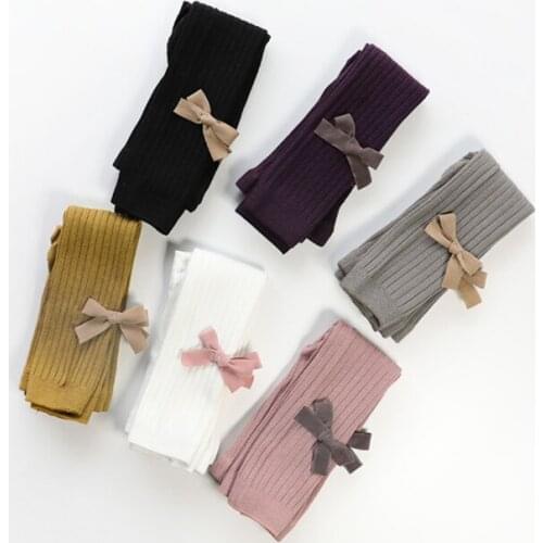 PatPat Baby / Toddler Girl Solid Knitted Bowknot Casual Leggings