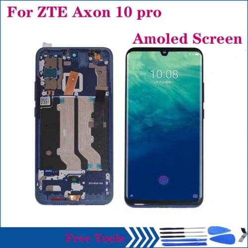 Original Amoled Display For ZTE AXON 10 pro LCD display Touch Screen Digitizer Assembly for axon 10 pro 4G 5G OLED with frame