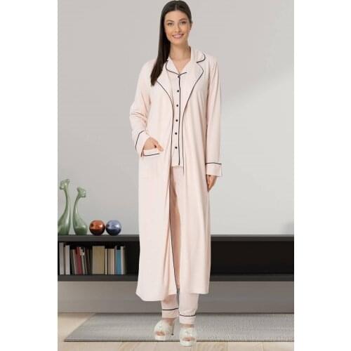 Womens Pregnant Postpartum Pajamas Set Long Dressing Gown Cotton 3-Piece Suit 2022 Fashion Stylish Baby