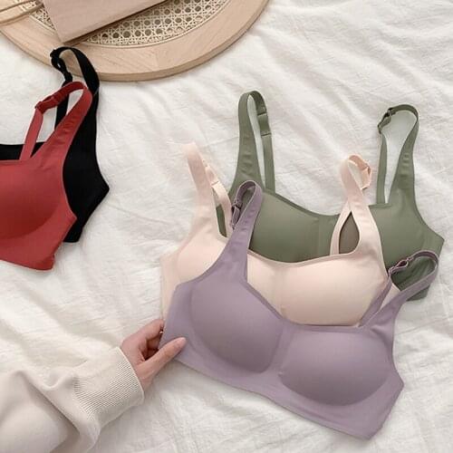 Wasteheart New Maiden Women Fashion Purple Red Wireless Padded Seamless Female Bra Sexy One-Piece Bras Bralette Underwear A B