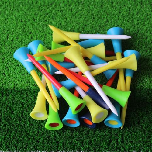 New Golf Tools 50pcs 2 7/6'' 70mm Multicolor Plastic Golf Tees Rubber Cushion Top Golf Equipment Muticolor