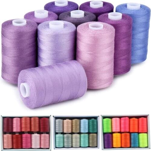 Sewing Thread 10 Colors 1000 Yards Per Spool 40S/2 Polyester 15 Color Sets Options for Sewing Machine,Embroidery Machine,Hand Se