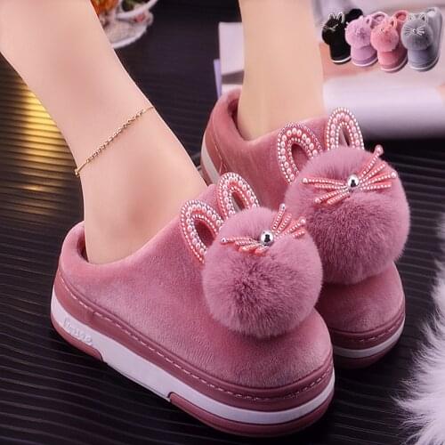 2020 winter new suede non-slip warm cotton slippers womens cute three-dimensional cat home comfortable womens shoes