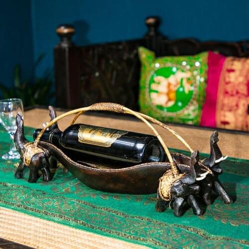 Thai Living Room Wine Cabinet Decoration Restaurant European Retro Solid Wood Wine Rack