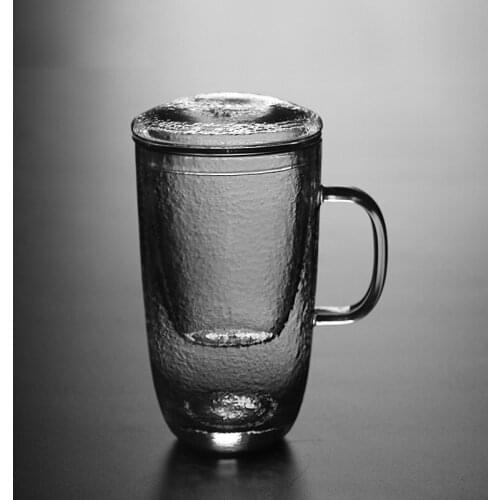 Japanese-style heat-resistant hammer-shaped glass teacup home tea separation flower teacup office water cup