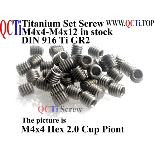 Titanium Set Screws M4x12 DIN 916 Cup Point 10 pcs Ti GR2