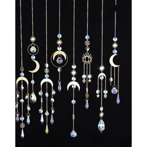 Sun Catchers Ornament K9 Color Crystal Wind Chimes Window Sill Outdoor Decor Car Ornament Christmas Home Decoration