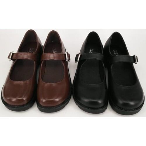 Biamoxer Japanese School Students Uniform Shoes Uwabaki JK Round Toe Buckle Trap Women Girls Lolita Cosplay Med Heels JK Shoes