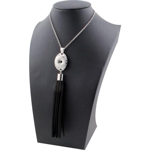 Xinnver Snap Button Jewelry Charms Necklace Fit 18MM Button Snap Tassel Custom Pendant Sweater Chain ZG031