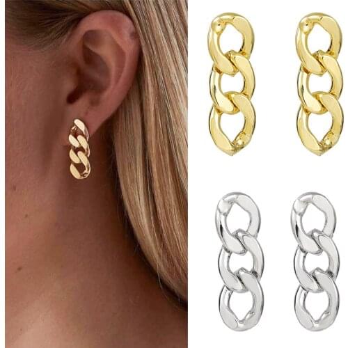 Punk Metal Chain Drop Earrings for Women Vintage Minimalist Tassel Earrings Fashion Party Wedding Accessories Jewelry