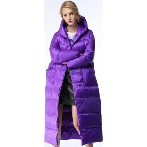 2020 Autumn Winter Women Long Hooded Down Jacket New Fashion Warm Coat Minimalist Parka Warm Overcoat Elegant Oversize Outwear