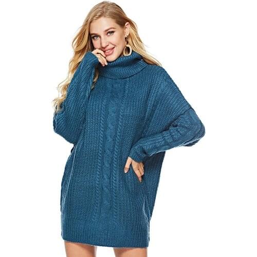 Womens Turtleneck Sweater Autumn Winter Ladies Long Sleeve Oversized Long Knitting Pullover Shirts Females One Size Jumpers