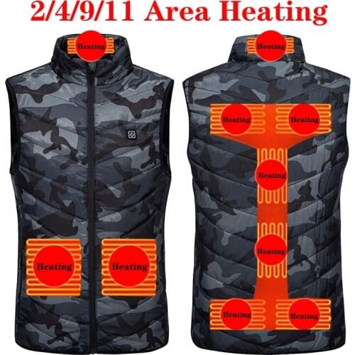 New 2/4/9/11 Areas USB Heating Vest Men/women Plus Size S-6XL Heating Jacket 3 GearsControl Temperature Electric Outerwear