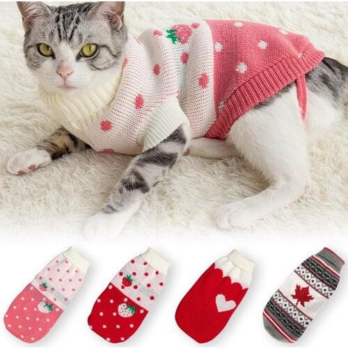 Omfortable Pets Winter Autumn Knitted Sweater Small Dog Cat Hoodie Pet Clothes Puppy Cat Pullover Keep Warming Pets Clothing