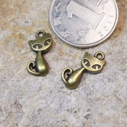 10pcs DIy Retro Accessories 17*9MM Alloy Kitten Mini Cat Bronze Antique Copper