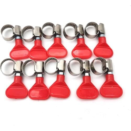10PCS Adjustable Stainless Steel Butterfly Hose Clamp For 8-12mm OD Pipe