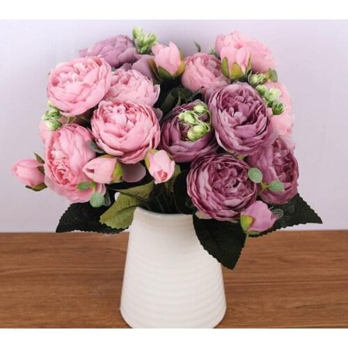30 cm Persian Rose Korean Bouquet Peony Artificial Flower 5 Big Head 4 Small Bud Wedding Home Decoration Flower Photography Prop