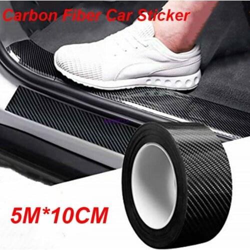 5M 3D Carbon Fiber Car Sticker DIY Paste Protector Strip Auto Door Sill Side Mirror Anti Scratch Tape Waterproof Protection Film