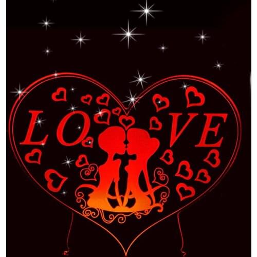 2019 7 Color Changing 3D Light USB Touch Desk Lamp KISS Valentines Day Gifts LED Acrylic Night Lights Wedding Decoration