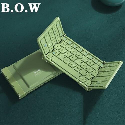 B.O.W Mini Keyboard Bluetooth Connected to Tablets / Phone iOS Windows Android System Support Pocket Size Folded Style