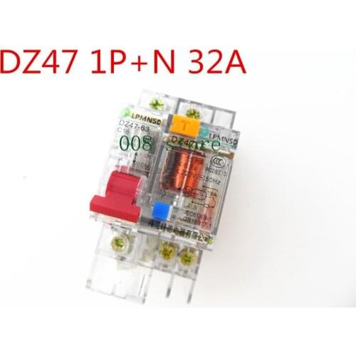 Free shipping DZ47 32A 1P+N Residual current Circuit breaker with over current and Leakage protection RCBO