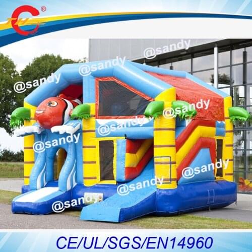 Free by air to door,5x5x3m inflatable bouncer sea world,commercial inflatable bounce house slide combo