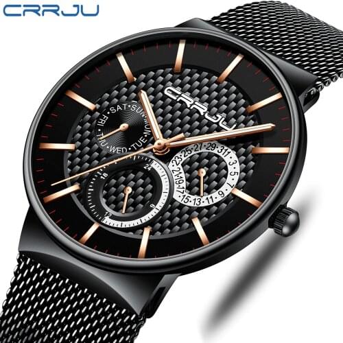 Relogio Masculino CRRJU Top Brand Luxury Fashion Watch Men 30ATM Waterproof Date Clock Sport Watches Mens Quartz Wristwatch