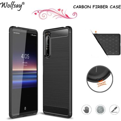 Carbon Fiber Cover For Sony Xperia 1 II Case Cover Soft Shockproof Silicone Phone Cover For Sony Xperia 1 II Case For Sony 1 II