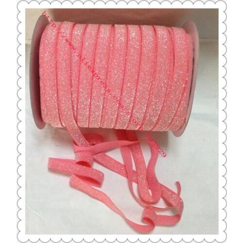 Stretch Watermelon Metallic Velvet Ribbon Sparkle Ribbon 5/8" Elastic Frosted Watermelon Glitter Ribbon