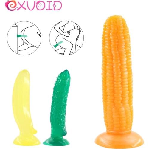 EXVOID Realistic Dildo Silicone Suction Cup Artificial Cock No Vibrator Cucumber Corn Shape Banana Penis Sex Toys for Woman