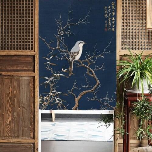 Chinese door curtain partition aisle curtain cloth decoration art dustproof bedroom living room kitchen hanging