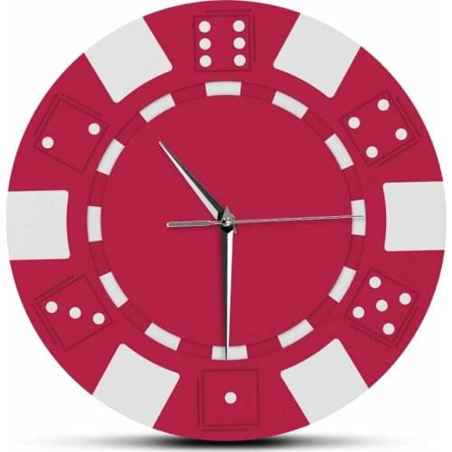 Colorful Casino Chips Printed Acrylic Large Wall Clock Las Vegas Gambling Games House Wall Art Decorative Watch Gift For Gambler