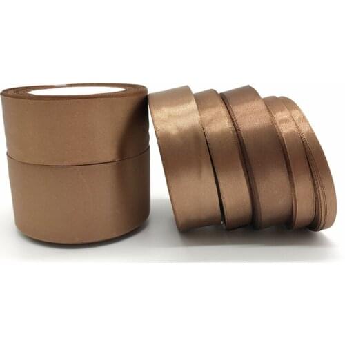 25yards/Roll (6mm-50mm) Coffee Silk Satin Ribbon Polyester Ribbon Bow Craft Decor Wedding Christmas Party Decoration